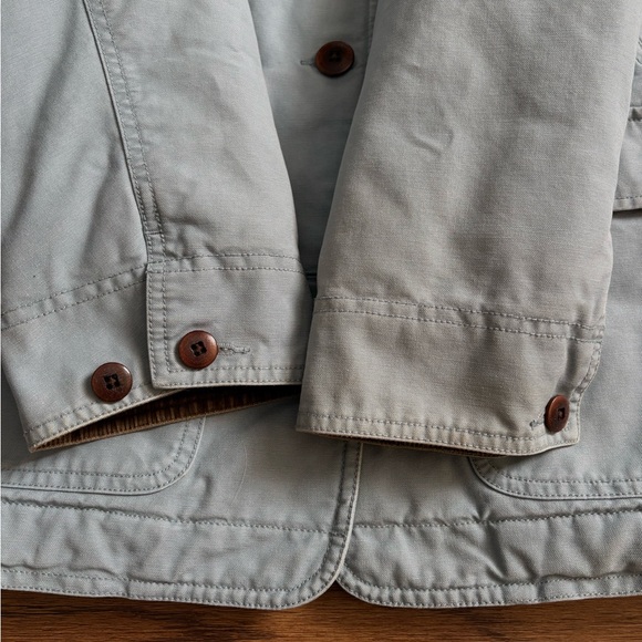 Vintage LL Bean Chore Coat Jacket Womens Medium Canvas Barn Blue Corduroy Collar - Picture 3 of 6